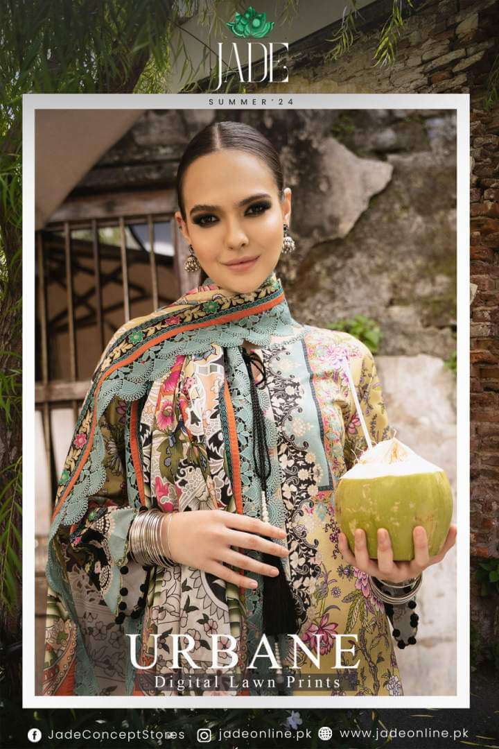 Urbane Digital Lawn Prints Spring Summer Open Pic Jade 